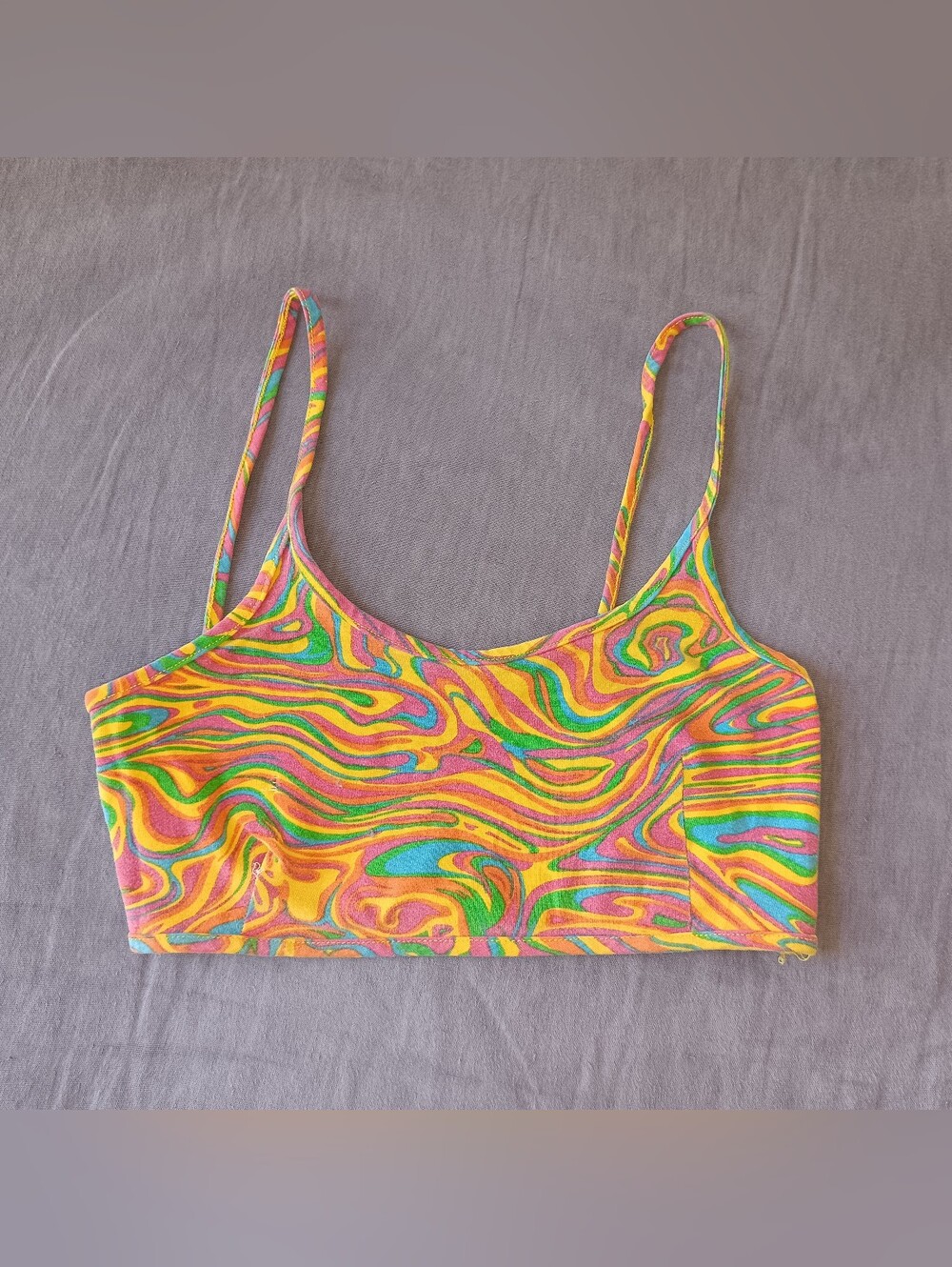 Vintage French Connection Colorful Swirl Crop Tank Top Made In USA 80s 90s